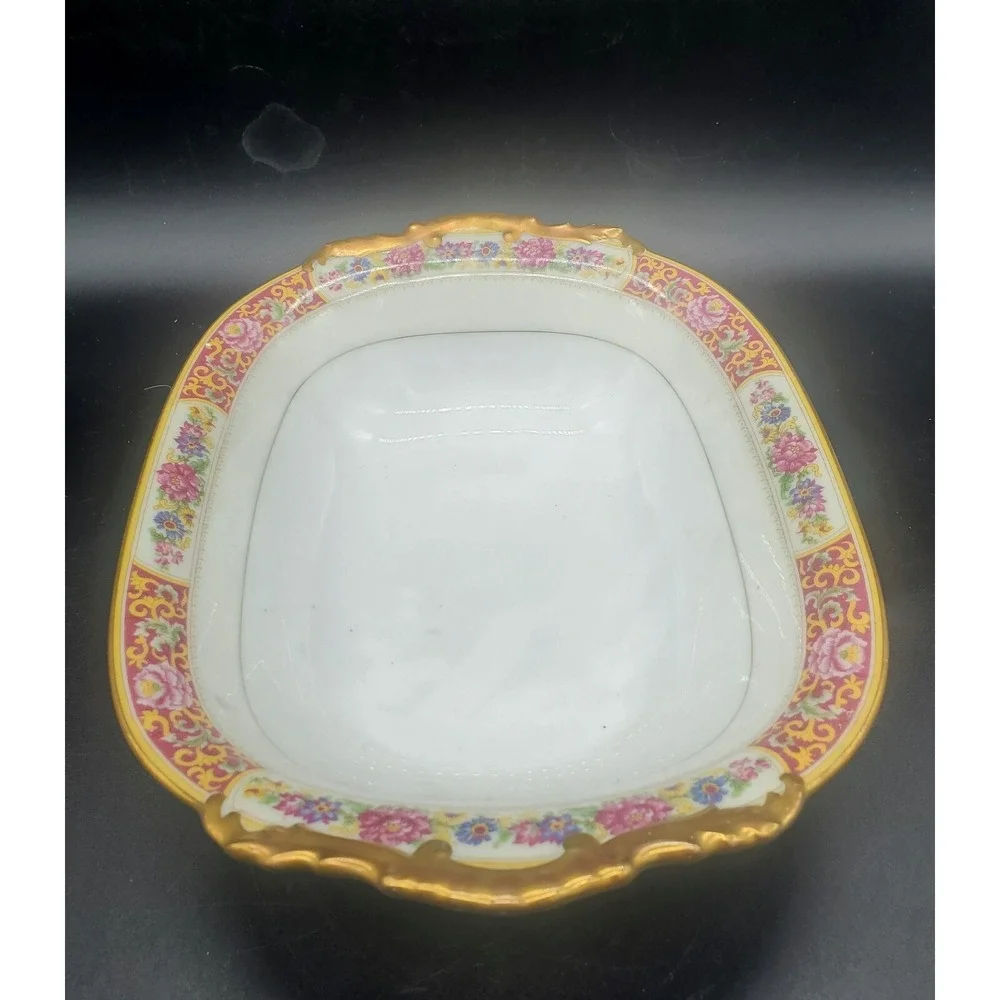 Vintage Vignaud Loesers Limoges France Oval Vegetable Bowl Hand Painted 10